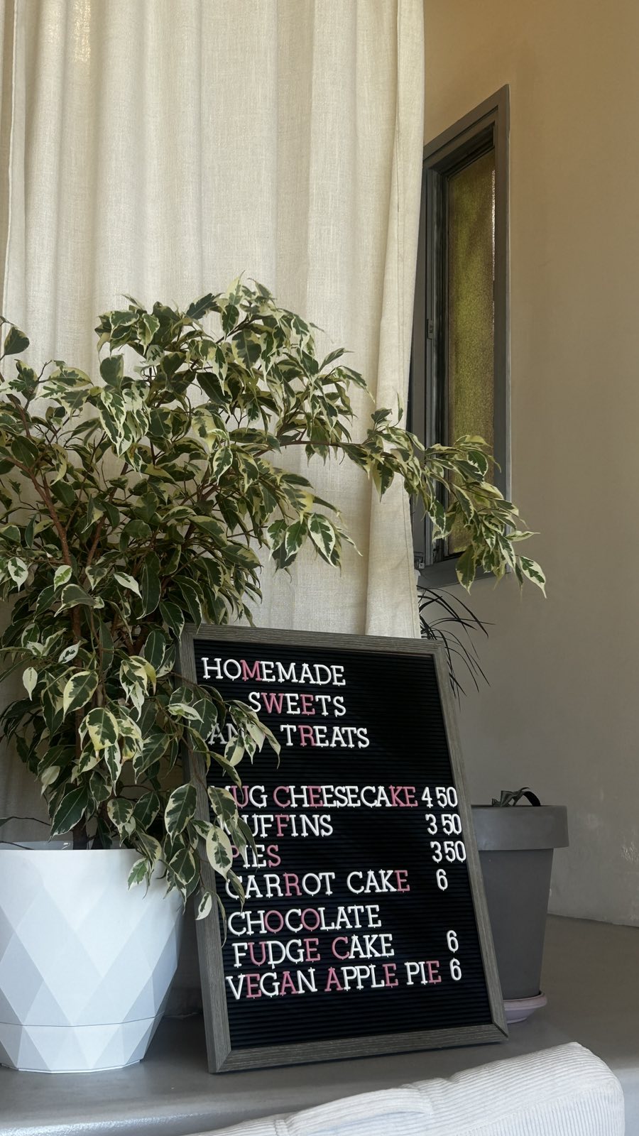 Homemade sweets and treats letter board at Jazzin